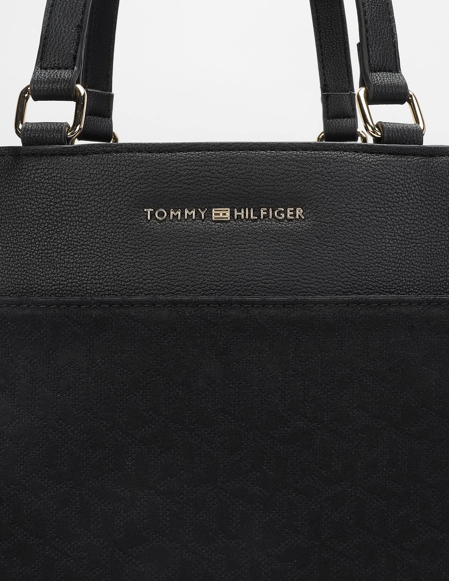 Tommy Hilfiger Logo Black Polyester Tote Bag