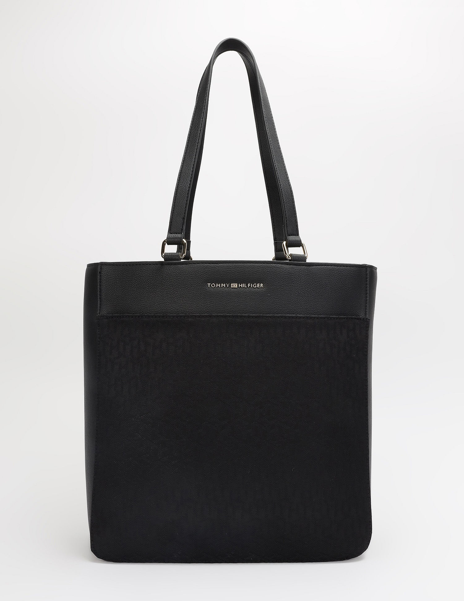 Tommy Hilfiger Logo Black Polyester Tote Bag