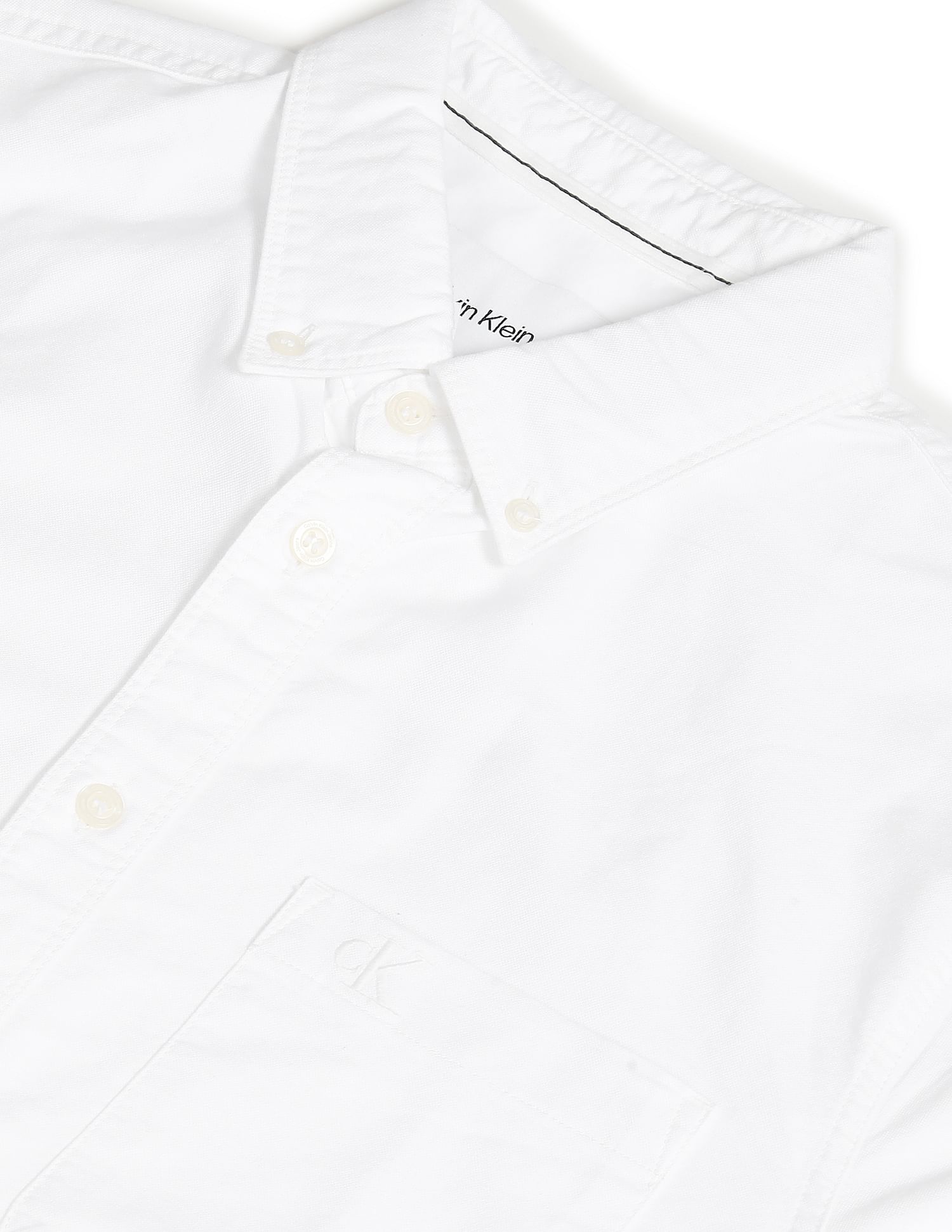 Calvin Klein Men White Pure Cotton Slim Fit Casual Shirt