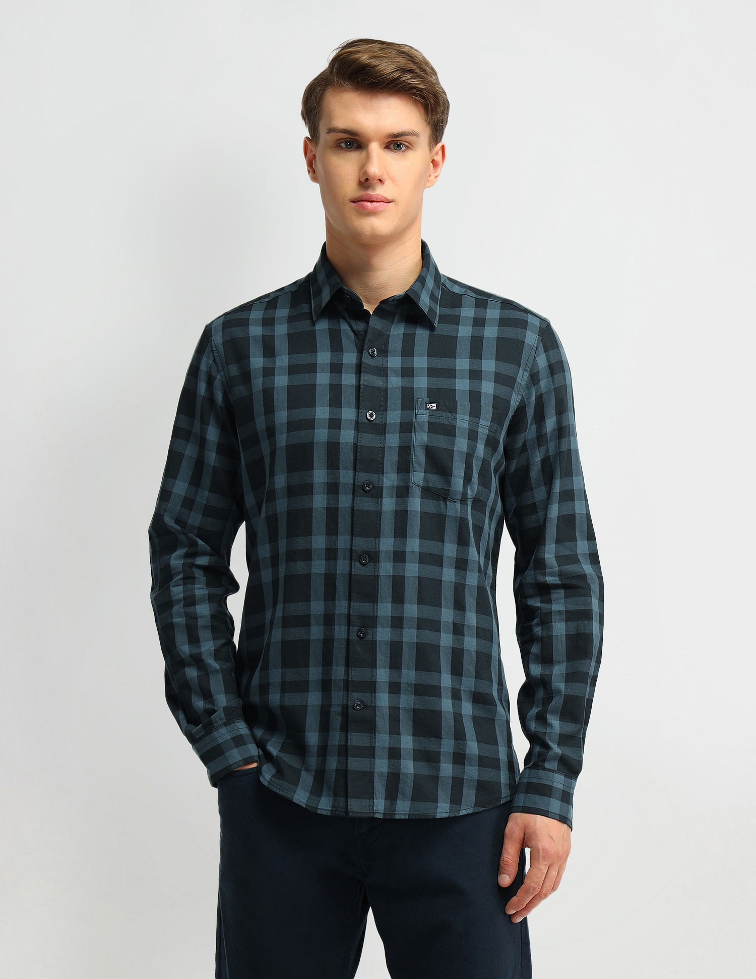 Arrow Sport Dobby Gun Club Checked Shirt