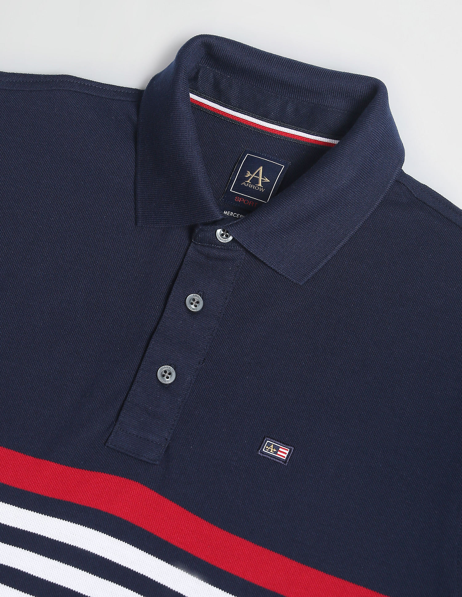 Arrow Sports Horizontal Stripe Pique Polo Shirt