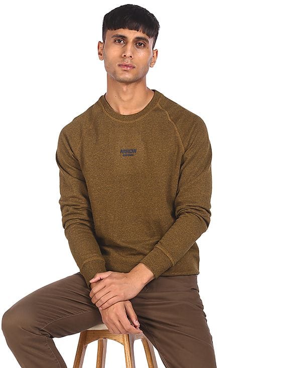 Buy Arrow Sports Men Brown Long Sleeve Logo Print Sweatshirt - NNNOW.com