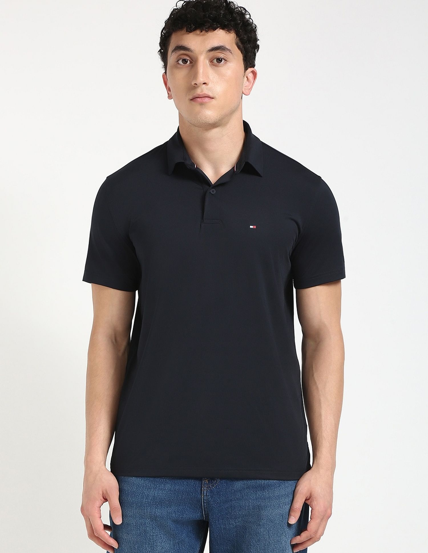 Tommy Hilfiger Solid Regular-Fit Cotton Polo Shirt