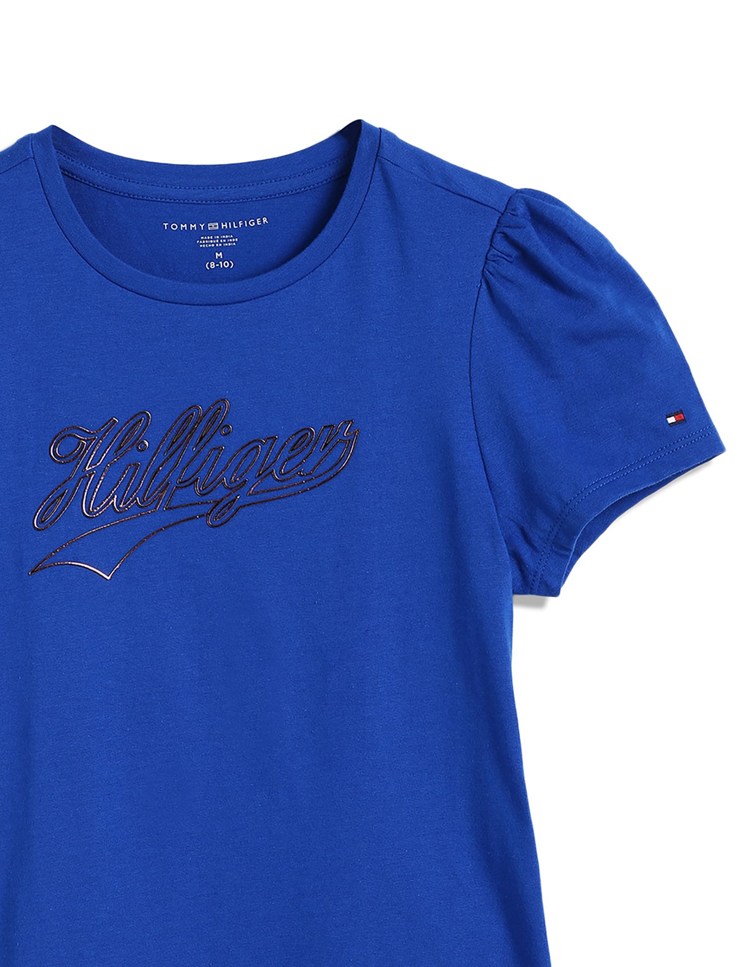 Tommy Hilfiger Kids Girls Brand Script Cotton T-Shirt
