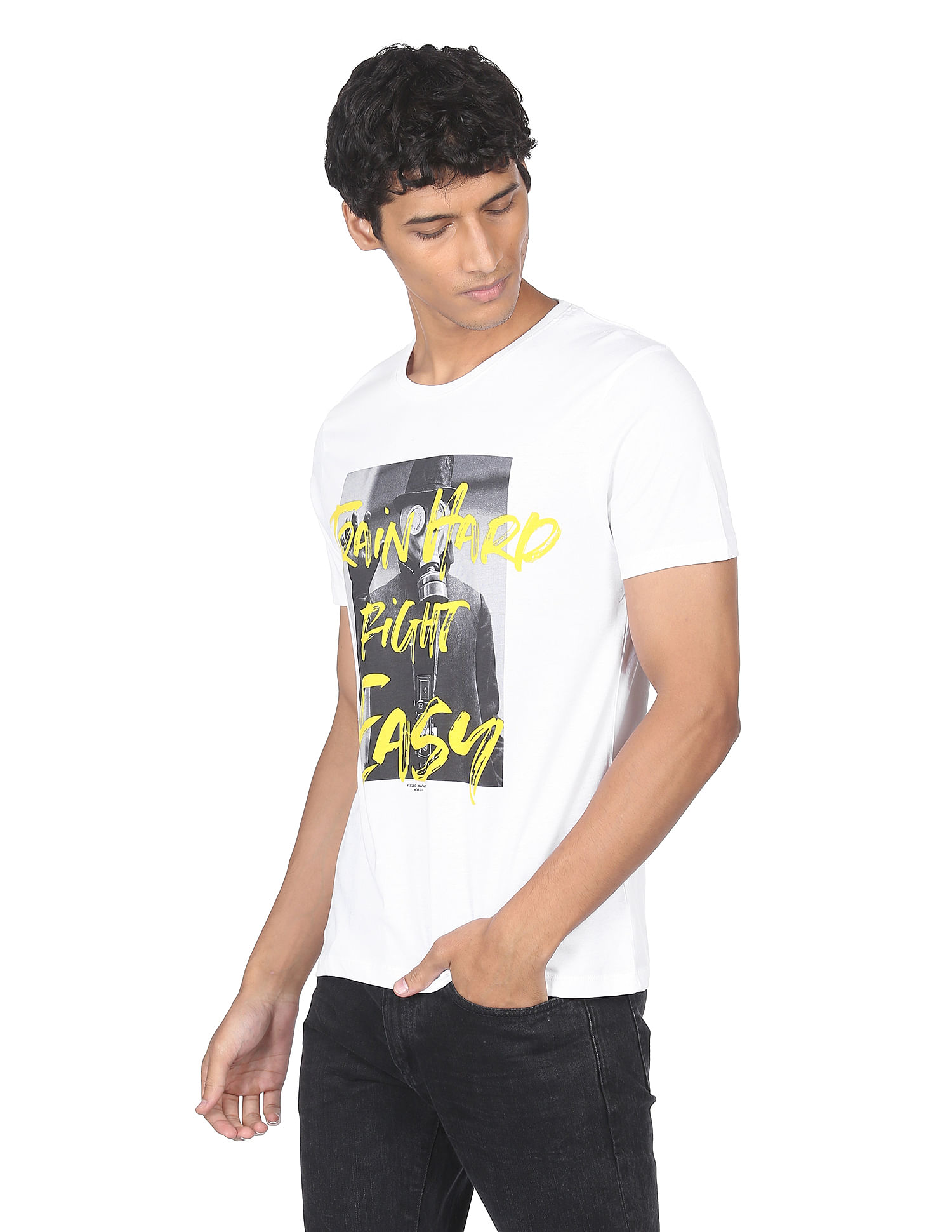 Flying Machine Pure Cotton Graphic Print T-Shirt