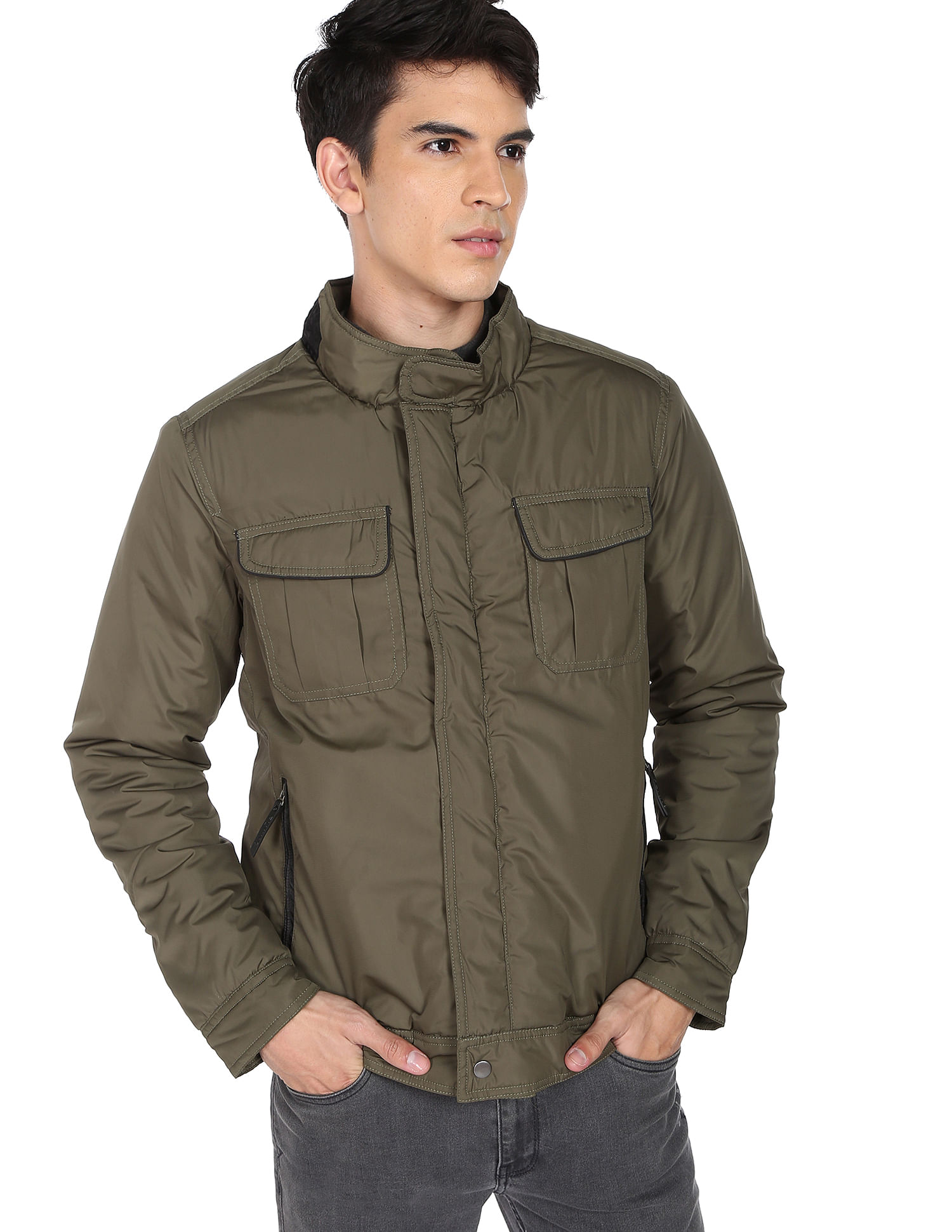 Flying machine olive sale green jacket