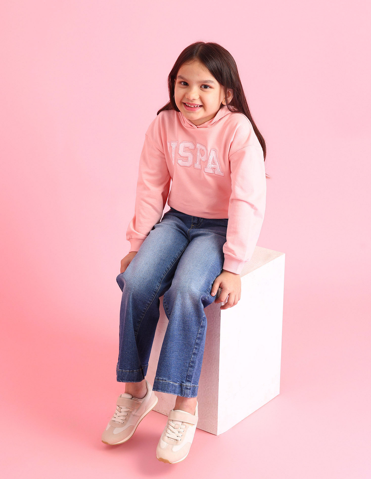 U.S. Polo Assn. Kids Girls Brand Printed Regular Fit Sweatshirt