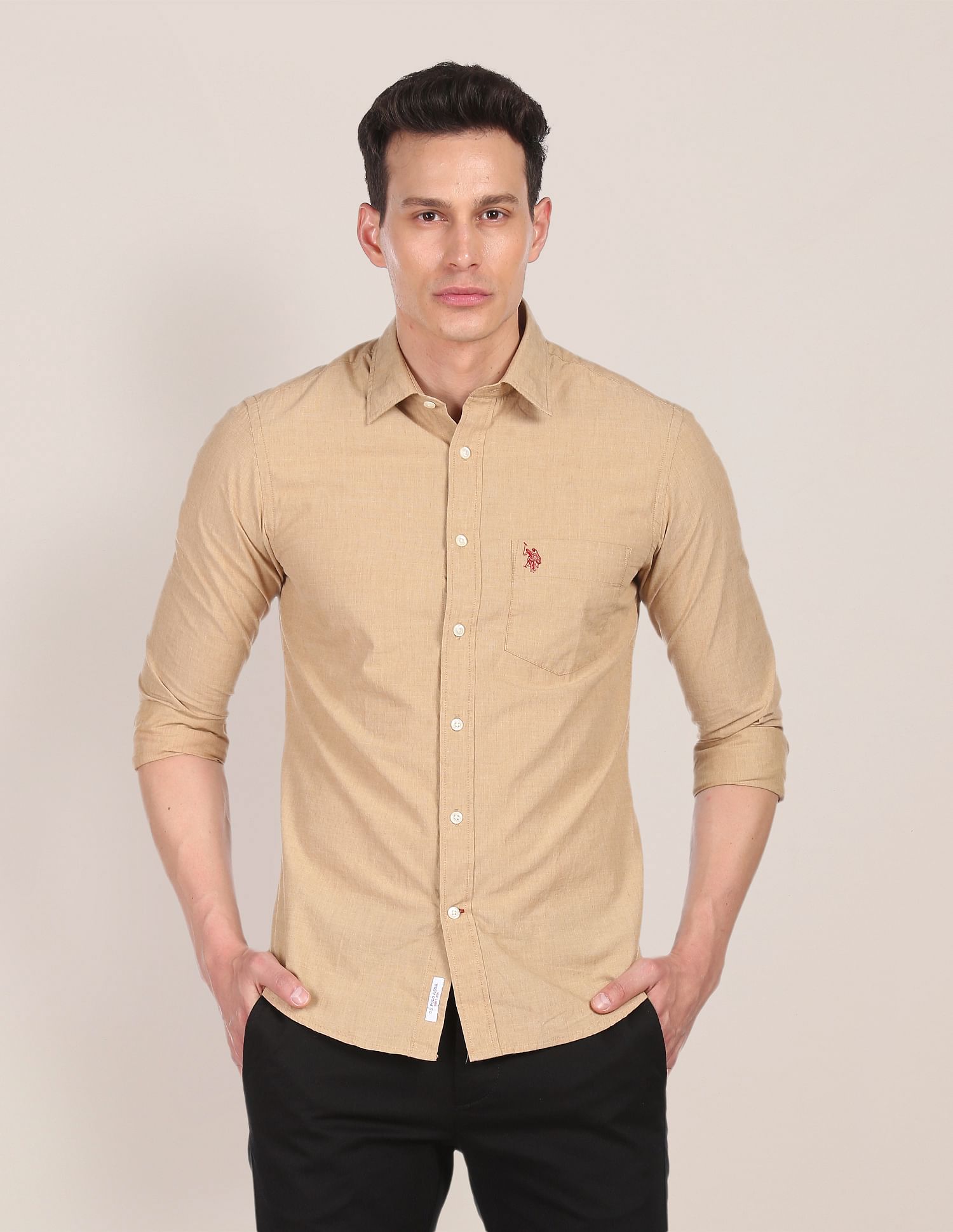 U.S. Polo Assn. Tailored Regular Fit Solid Casual Shirt