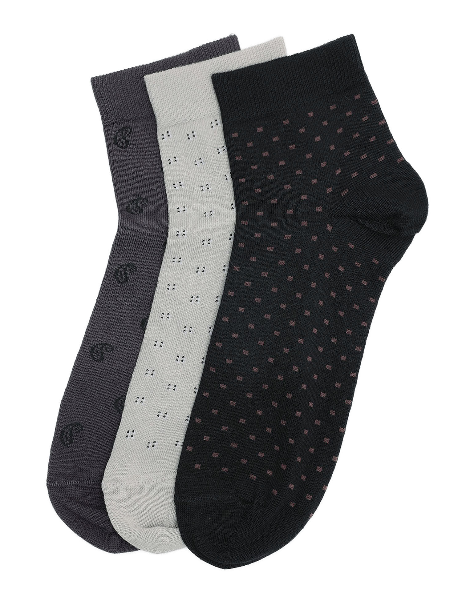 Arrow Mens Printed Ankle Length Cotton Socks - Pack Of 3