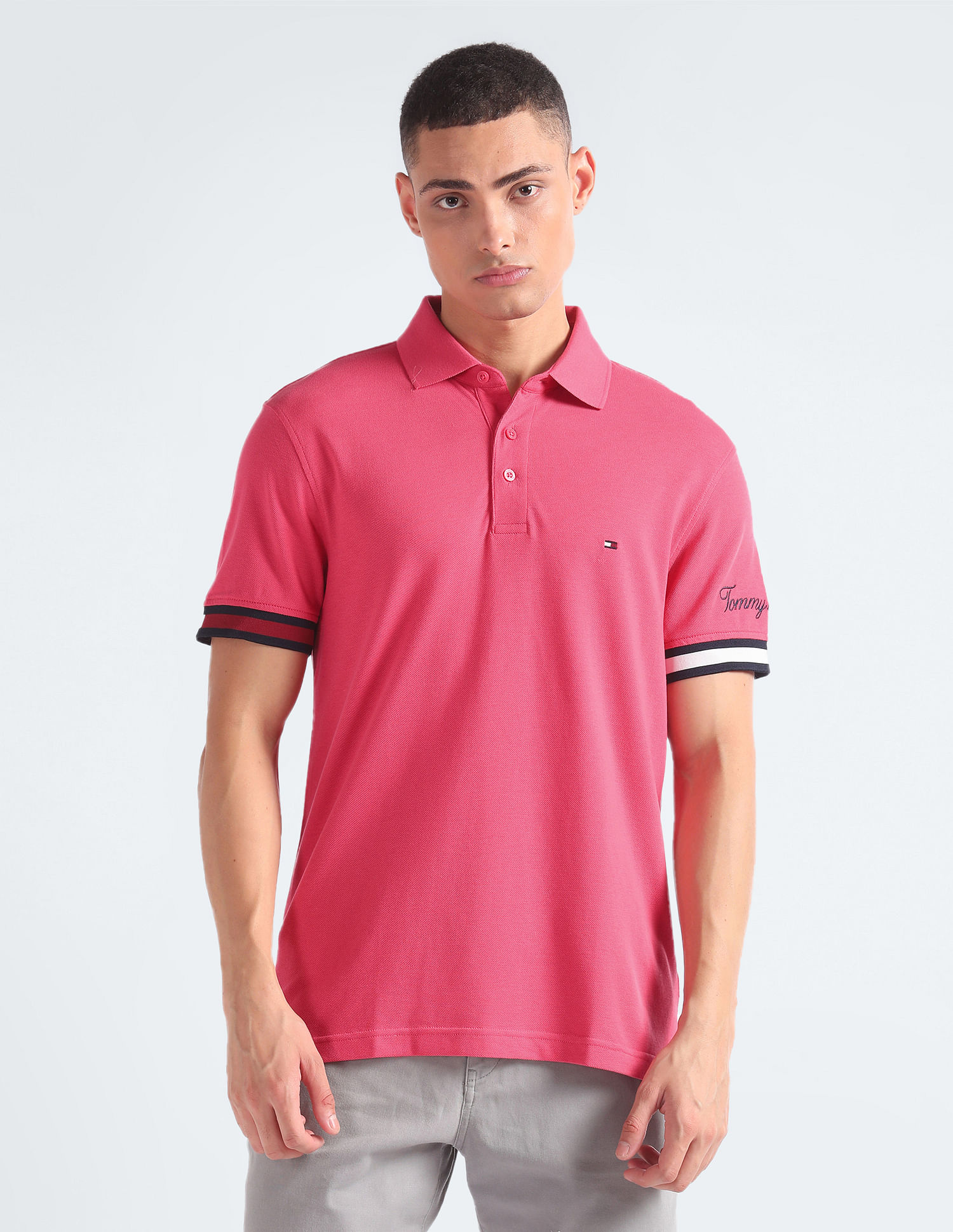 Tommy Hilfiger Flag Cuff Slim Polo Shirt