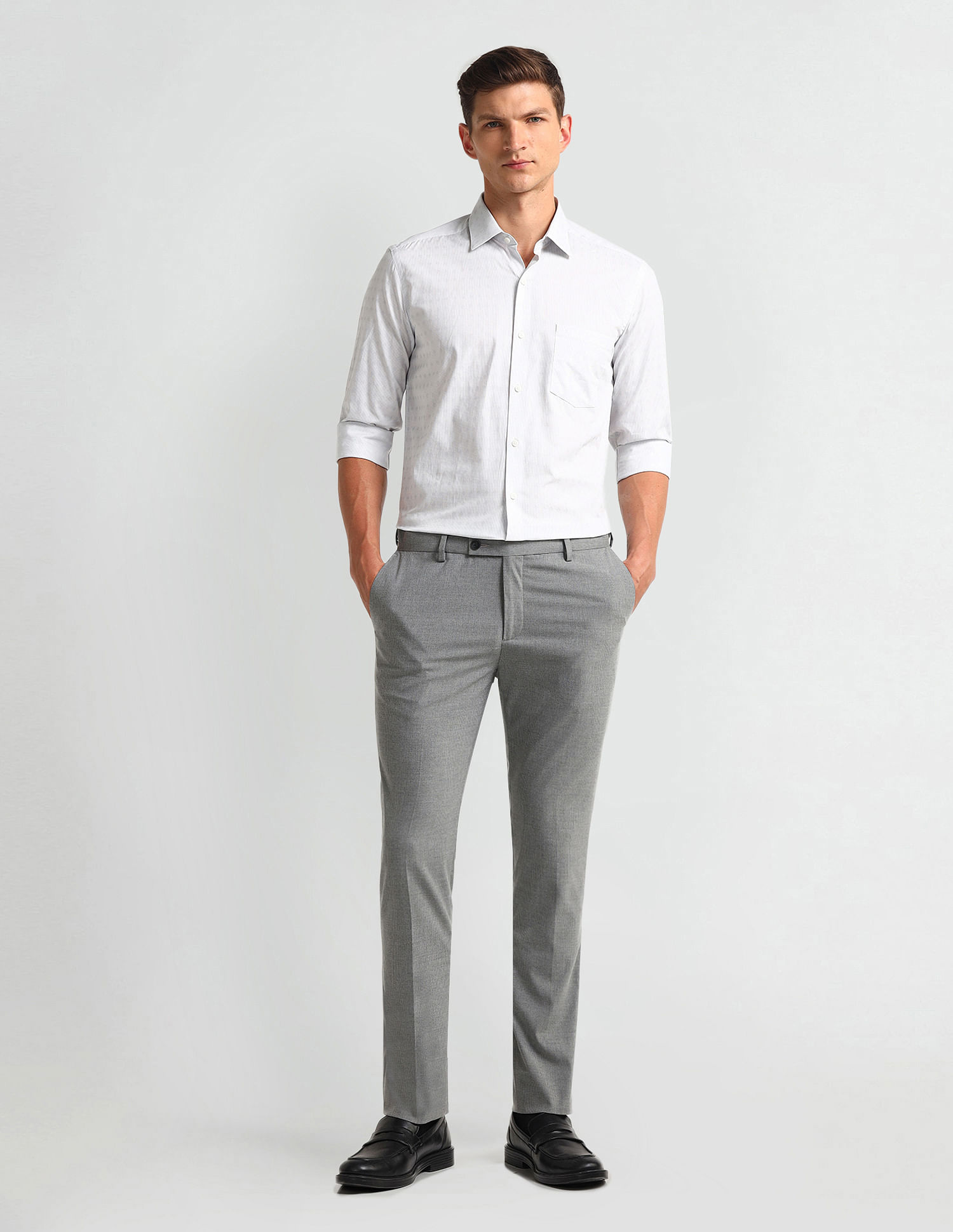 Arrow Manhattan Slim Fit Dobby All-Over Shirt