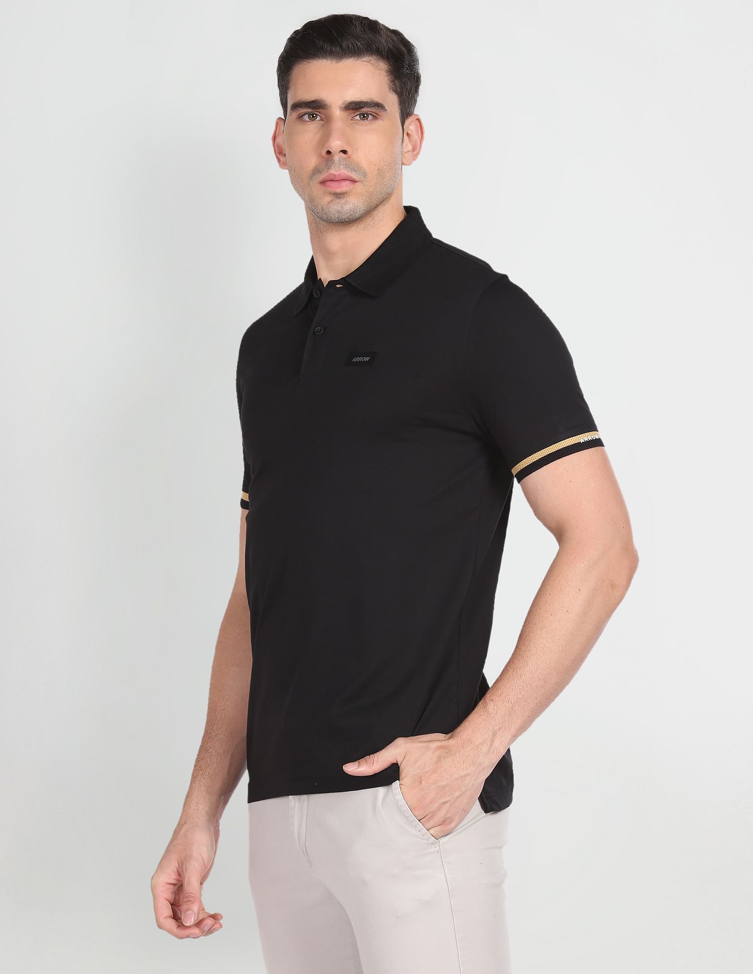 Arrow Newyork Tipped Cuff Cotton Polo Shirt