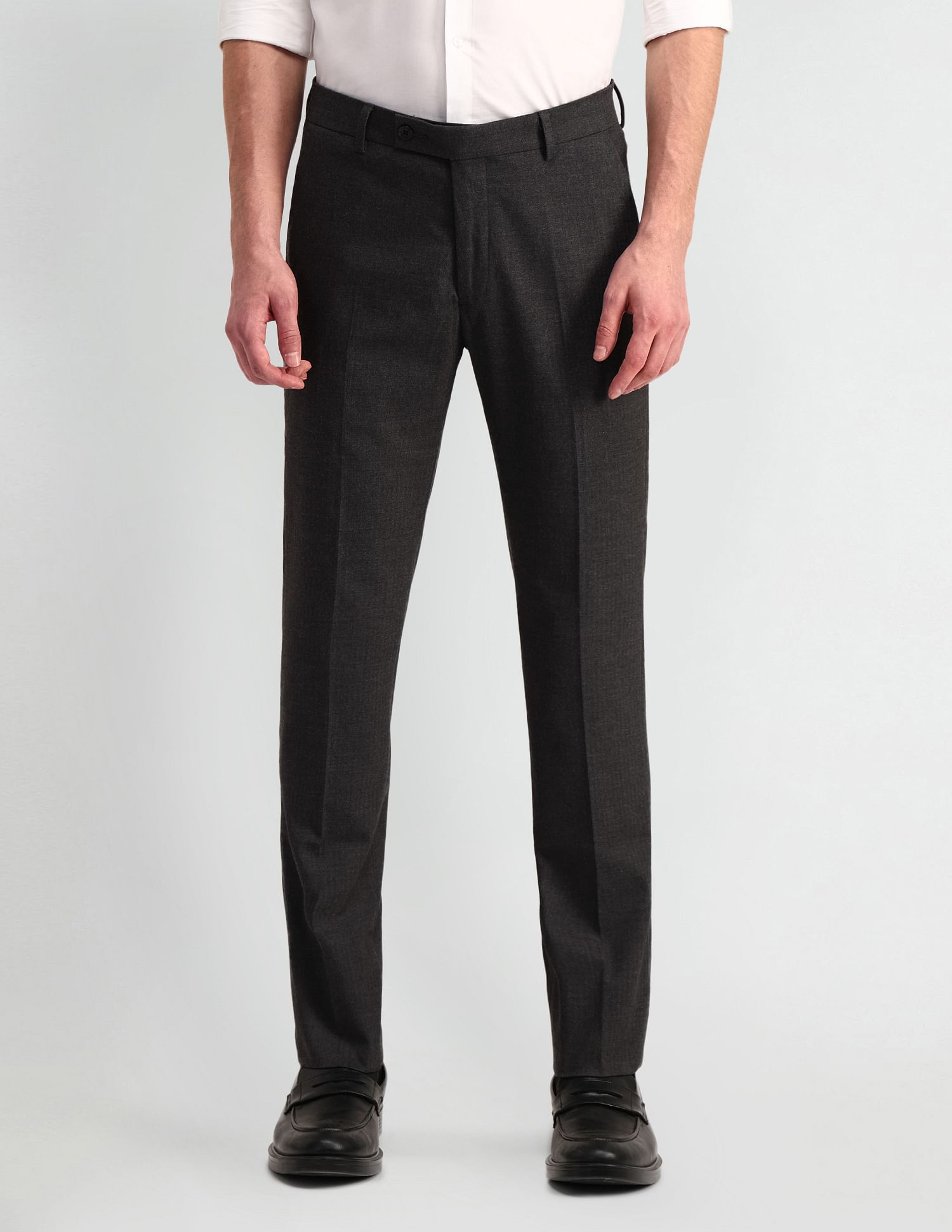 Arrow Slim Fit Flannel-Smart Flex Trousers