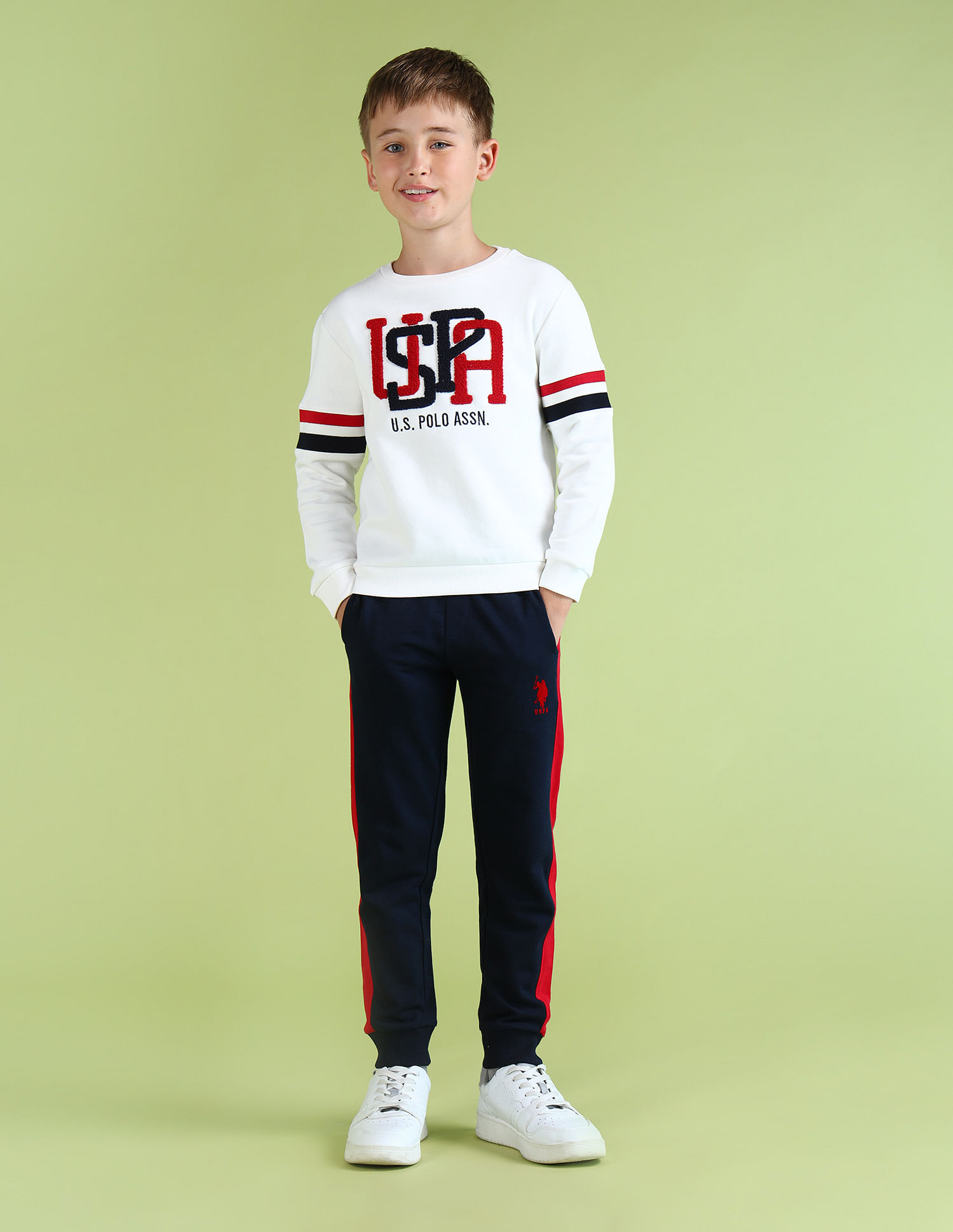 U.S. Polo Assn. Kids Boys Brand Appliqued Pure Cotton Sweatshirt
