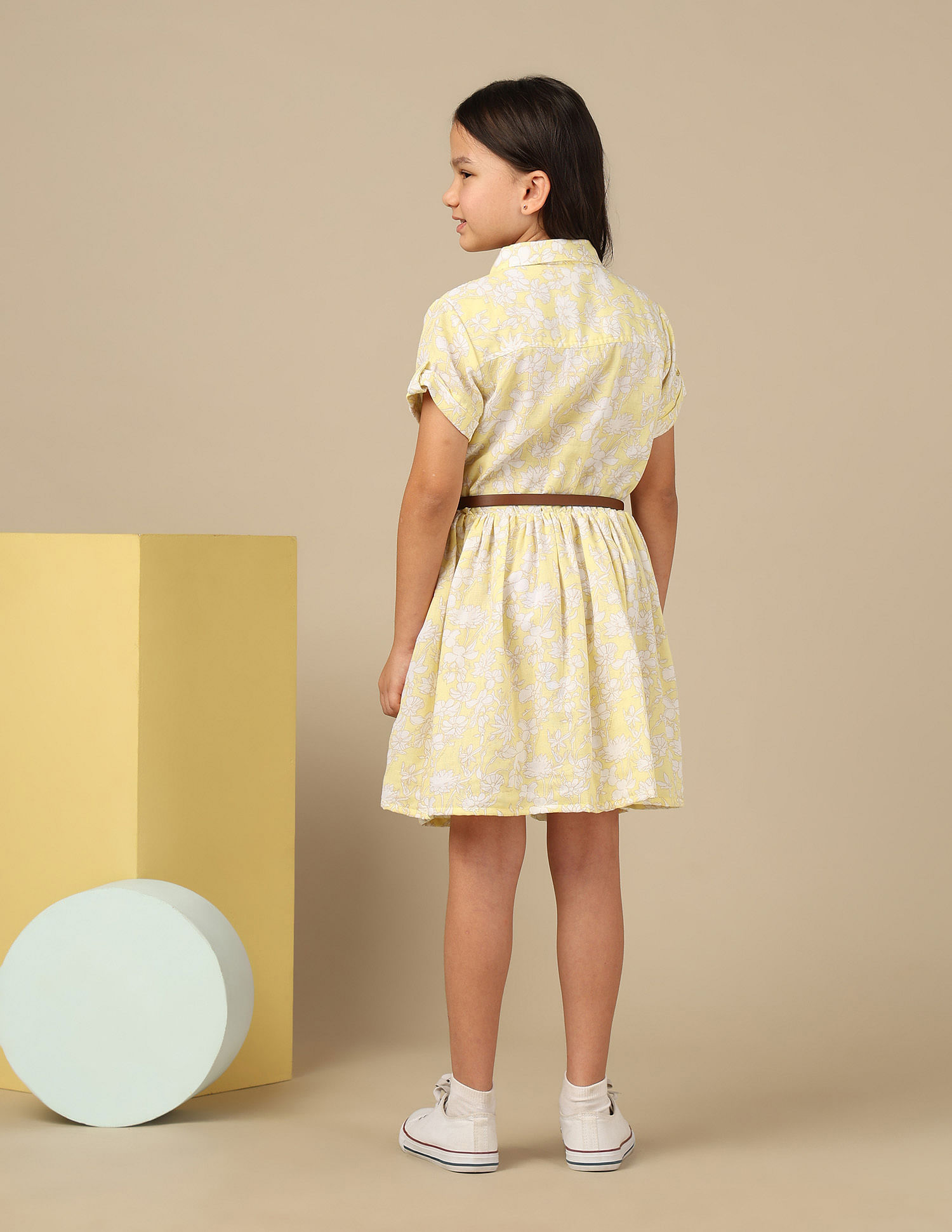 U.S. Polo Assn. Kids Girls Floral Printed Fit & Flare Dress