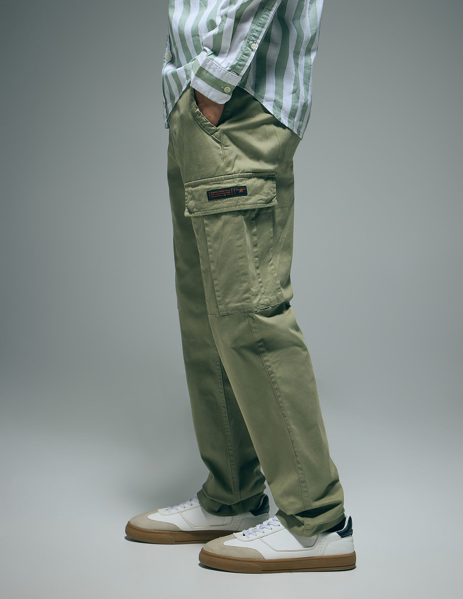 Flying Machine Cotton Stretch Twill Cargo Pants