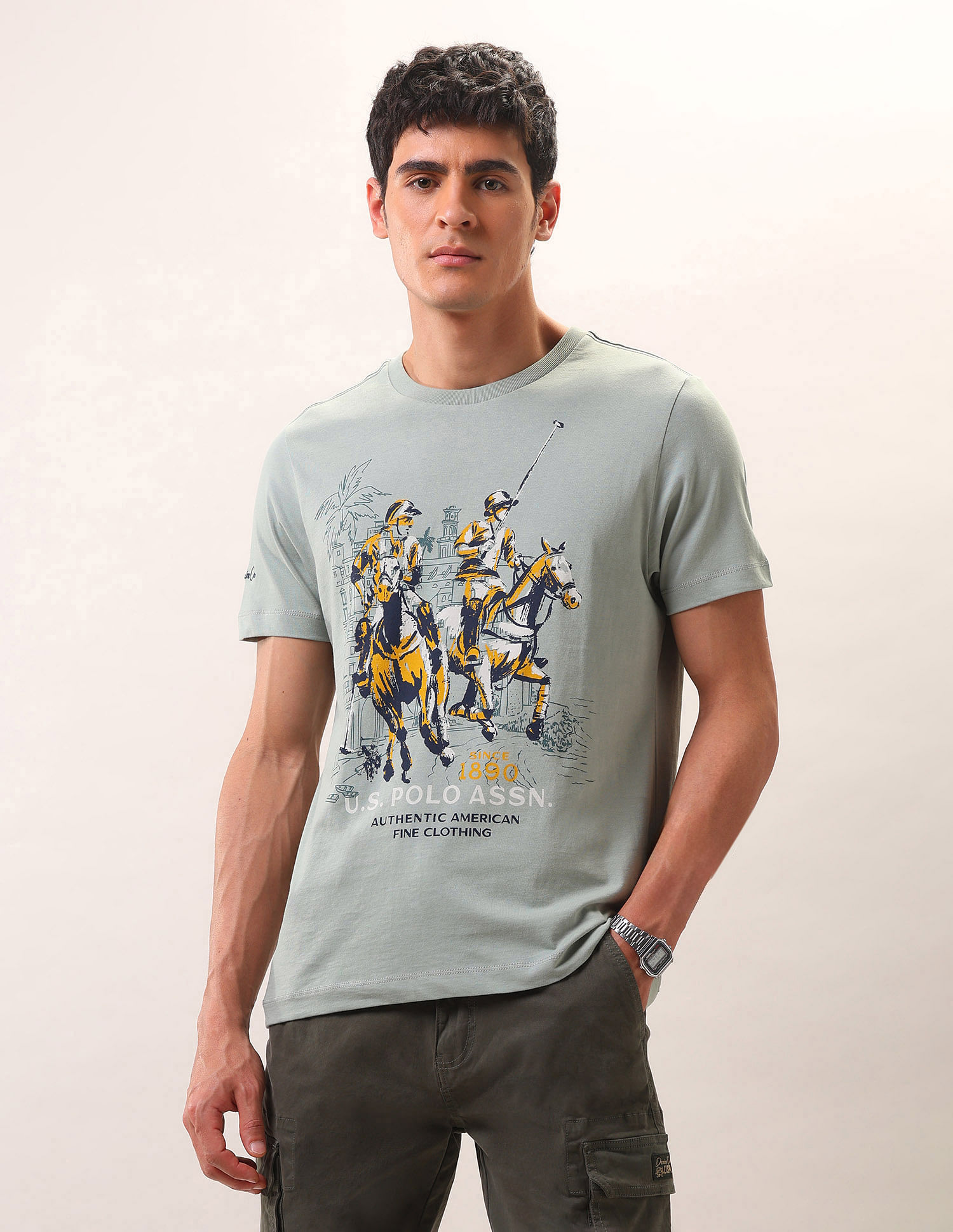 U.S. Polo Assn. Denim Co. Brand Printed Pure Cotton T-Shirt