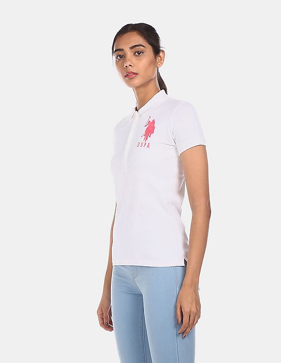 U.S. Polo Assn. Women Solid Pique Polo Shirt