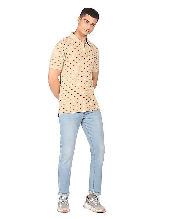 U.S. Polo Assn. Ribbed Collar Printed Polo Shirt