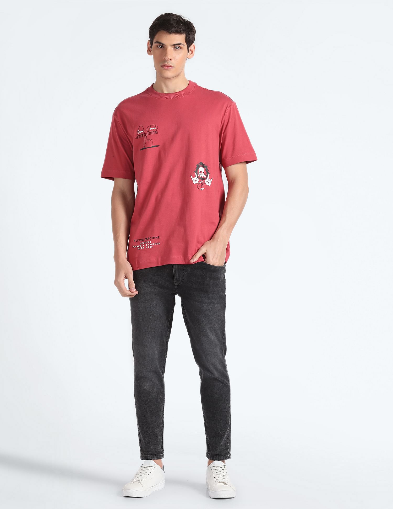 Flying Machine Graphic Print Oversized T-Shirt