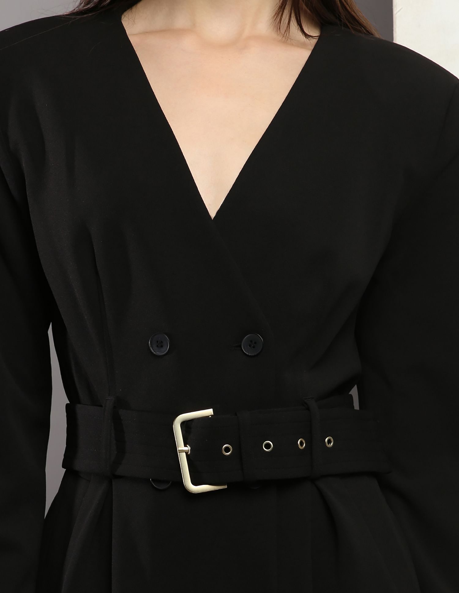 Calvin Klein Belted Waist Solid Blazer Dress