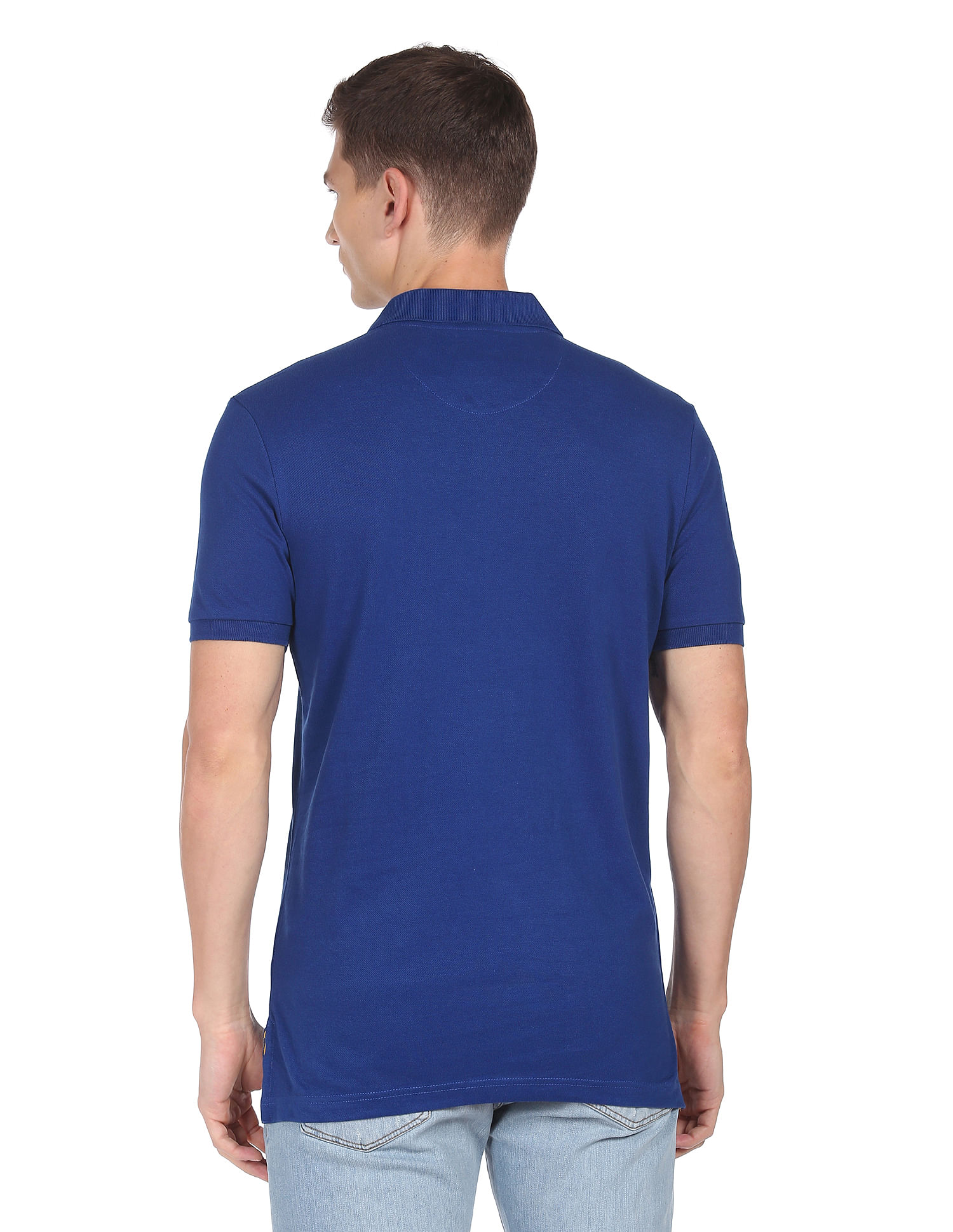 Arrow Sports Ribbed Collar Solid Cotton Polo Shirt