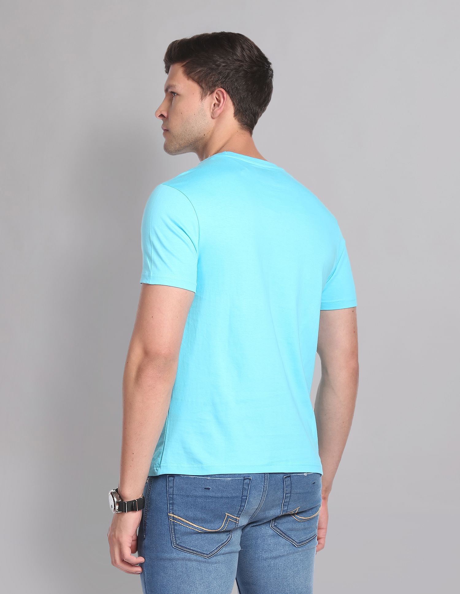 AD by Arvind Crew Neck Printed T-Shirt