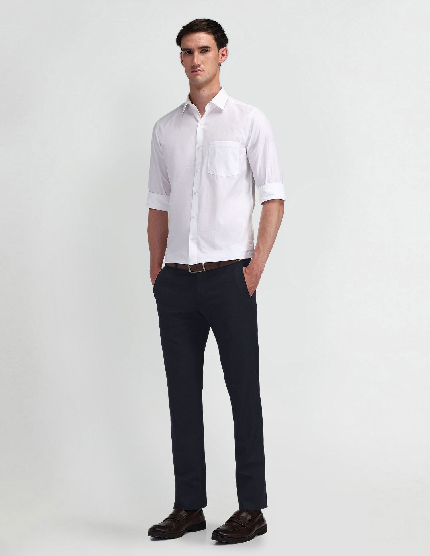 Arrow Slim Fit Solid Trousers