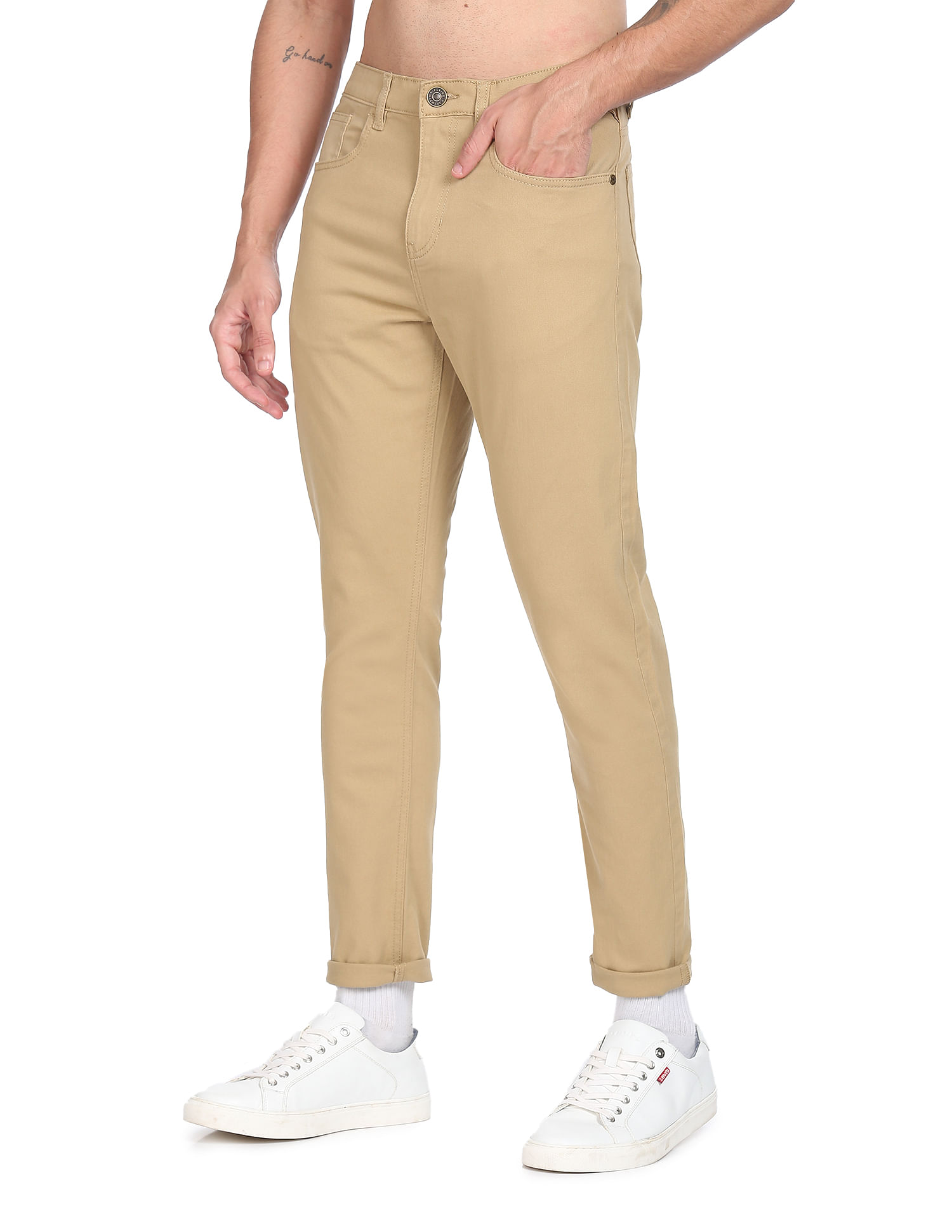 Flying Machine Solid Slim Tapered Fit Trousers