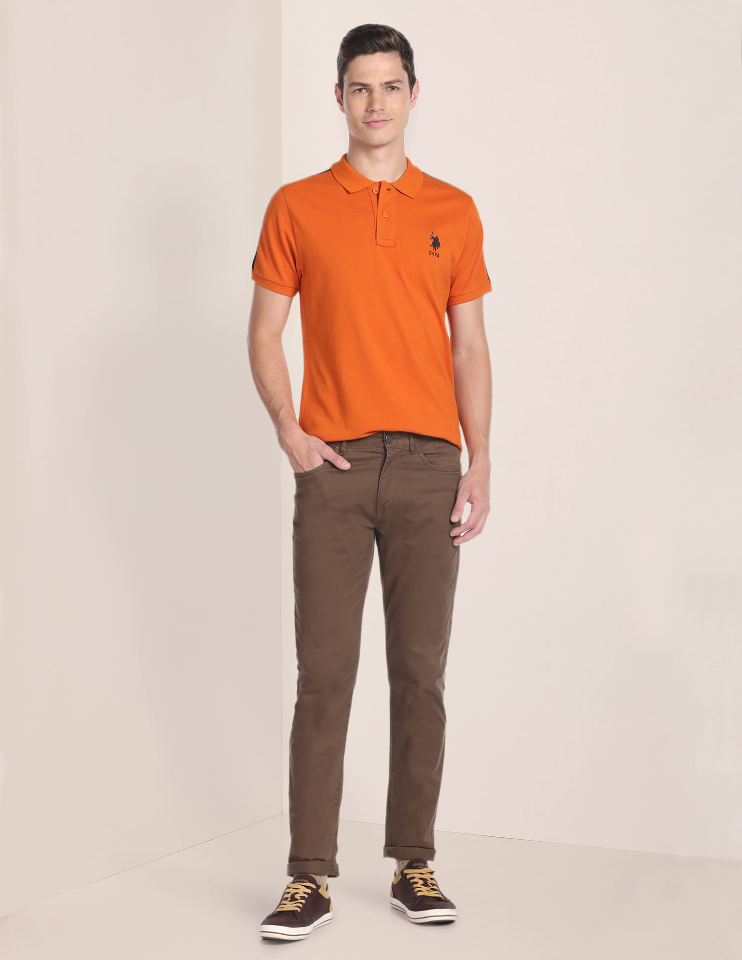 Buy U.S. Polo Assn. Brand Taped Solid Polo Shirt - NNNOW.com