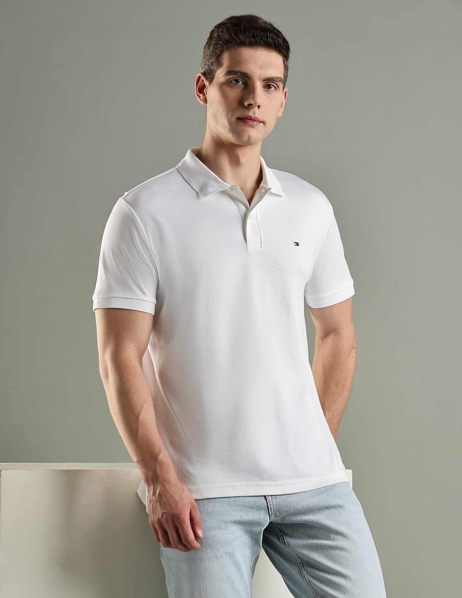 tommy hilfiger white polo t shirt mens