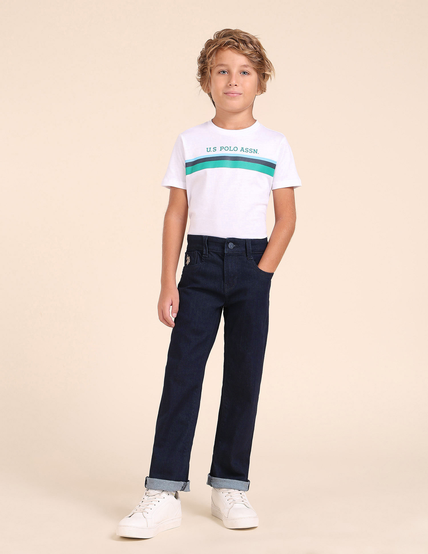 U.S. Polo Assn. Kids Boys Relaxed Fit Blue Jeans