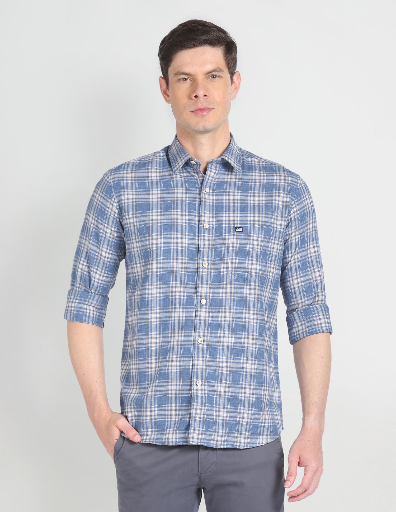 Arrow Sports Spread Collar Tartan Check Shirt
