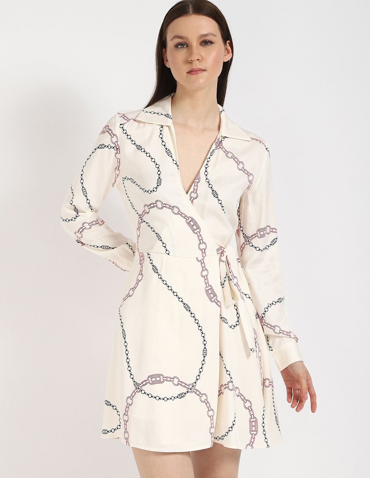 Tommy Hilfiger Viscose Spread Collar Wrap Dress