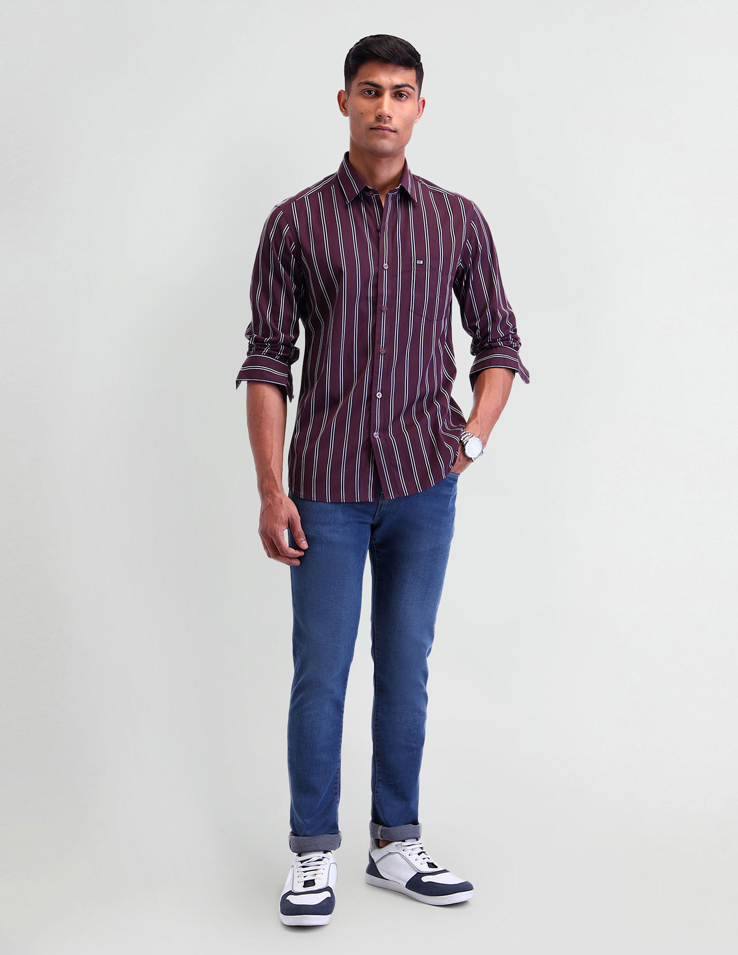 Arrow Sport Vertical Striped Slim Fit Shirt