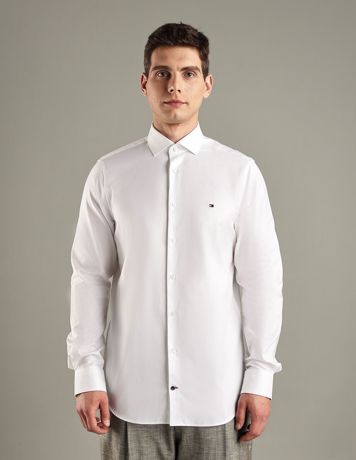 Tommy Hilfiger Solid Slim-Fit Cotton Woven Shirt