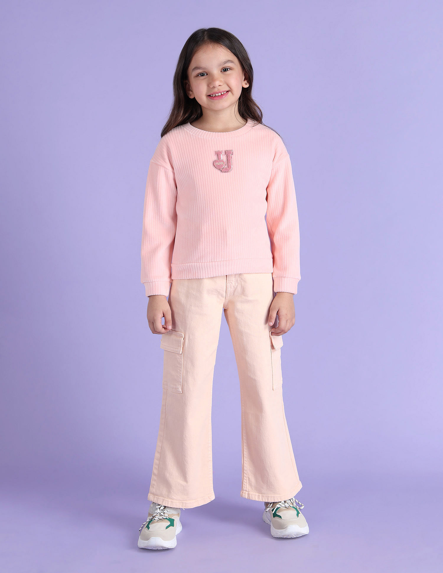 U.S. Polo Assn. Kids Girls Ribbed Sweatshirt