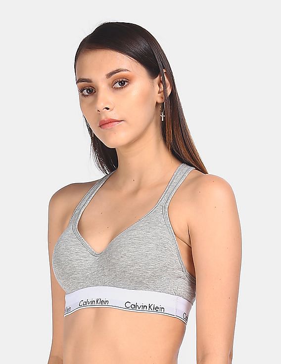 Smart & Sexy Women's Comfort Cotton Plunge Bralette 2 Pack Navy  Highlight/Grey Heather XL