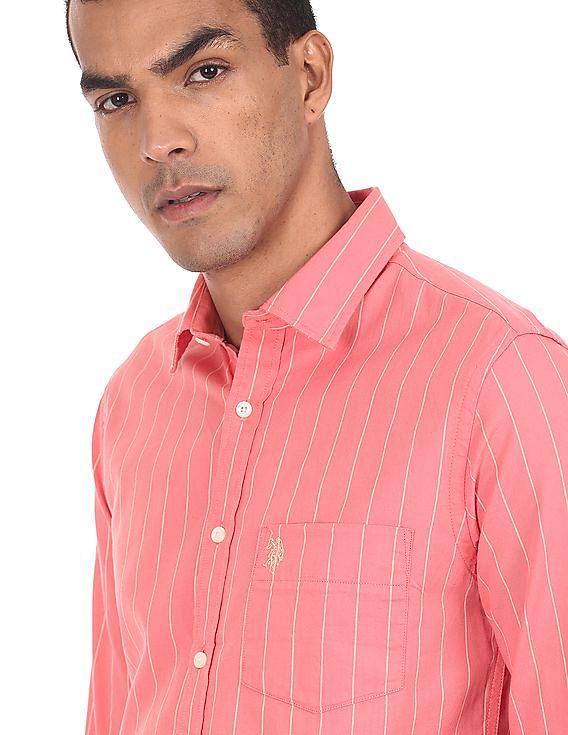 U.S. Polo Assn. Rounded Cuff Cotton Striped Casual Shirt