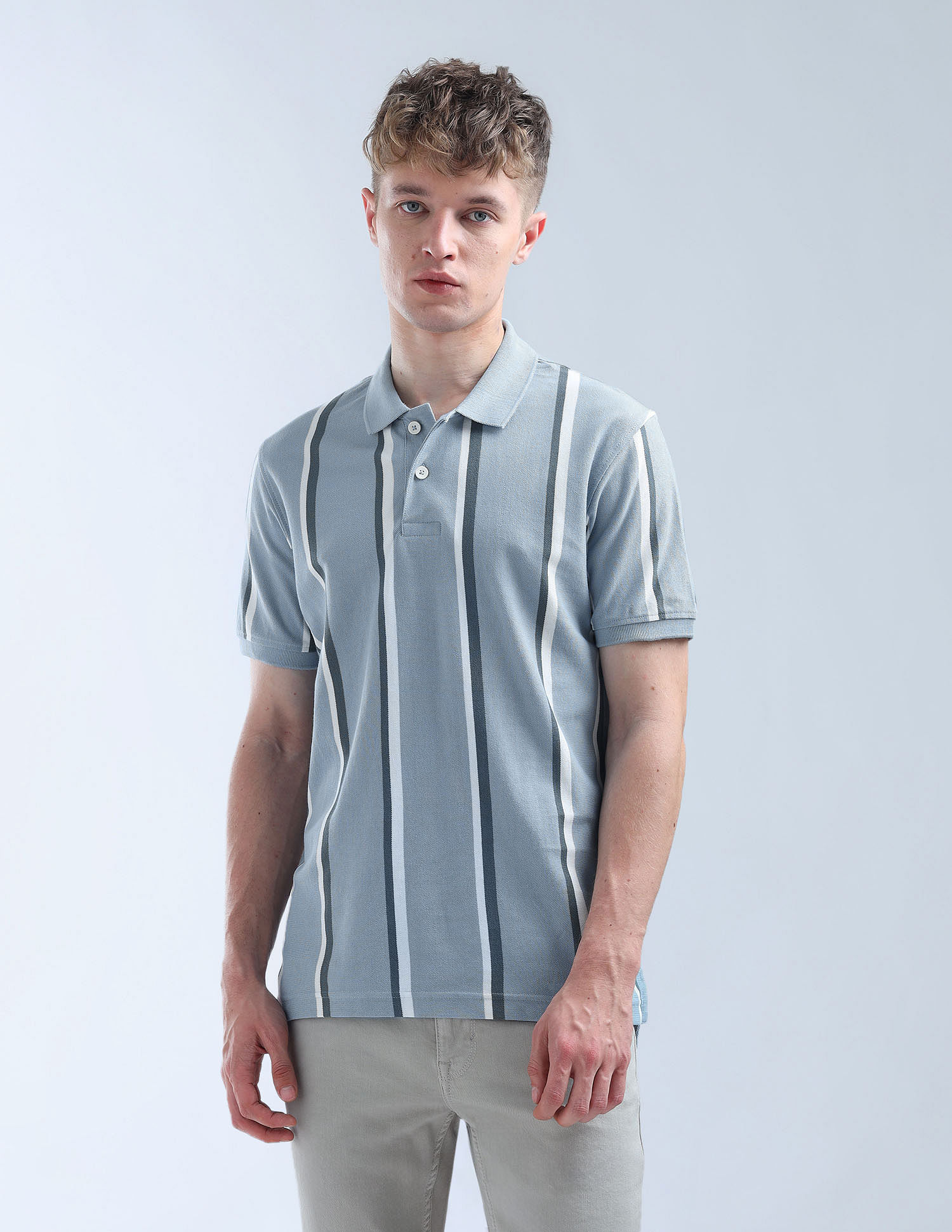 Flying Machine Vertical Striped Digitopia Polo Shirt