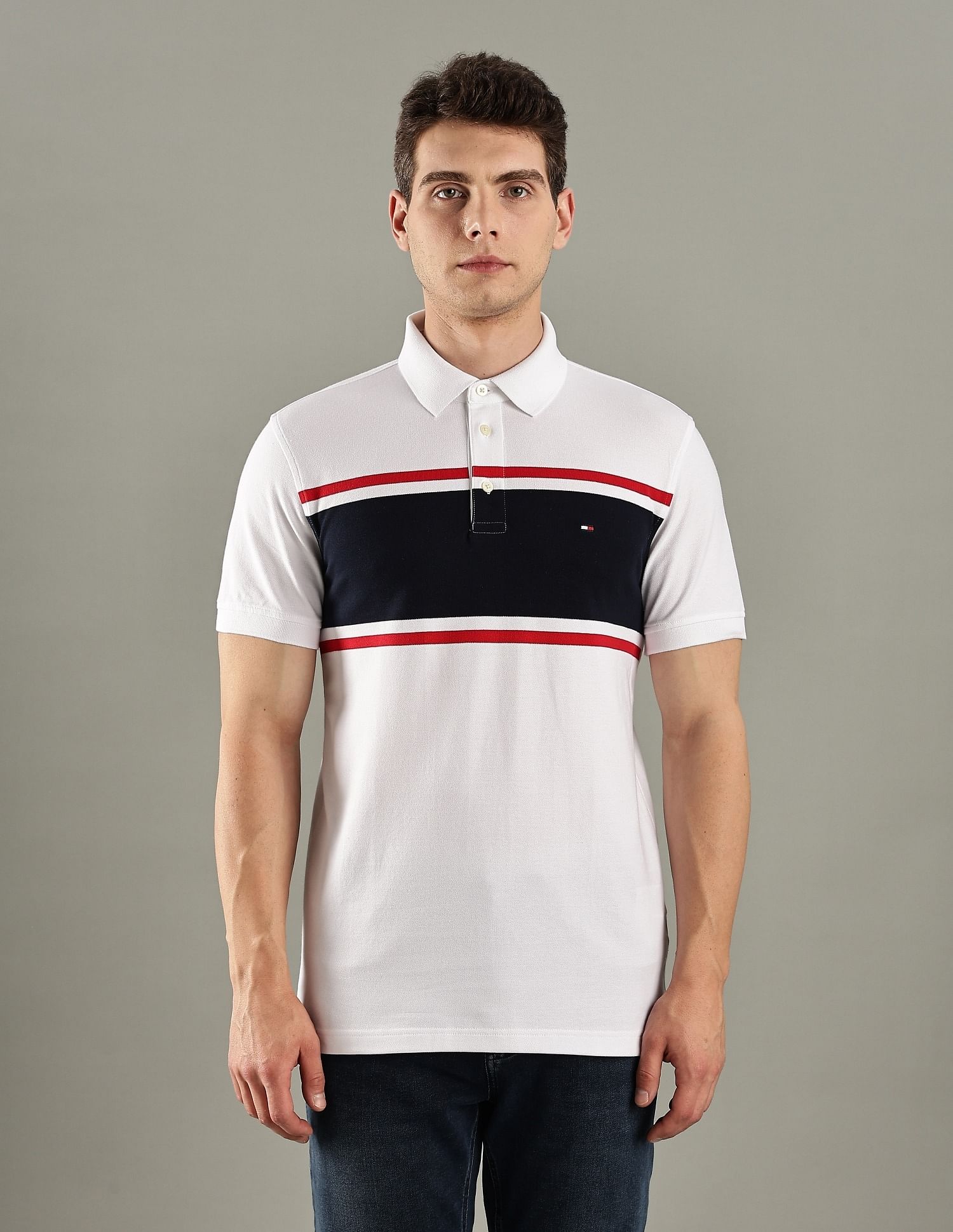 Tommy Hilfiger Striped Regular-Fit Cotton Polo T-Shirt
