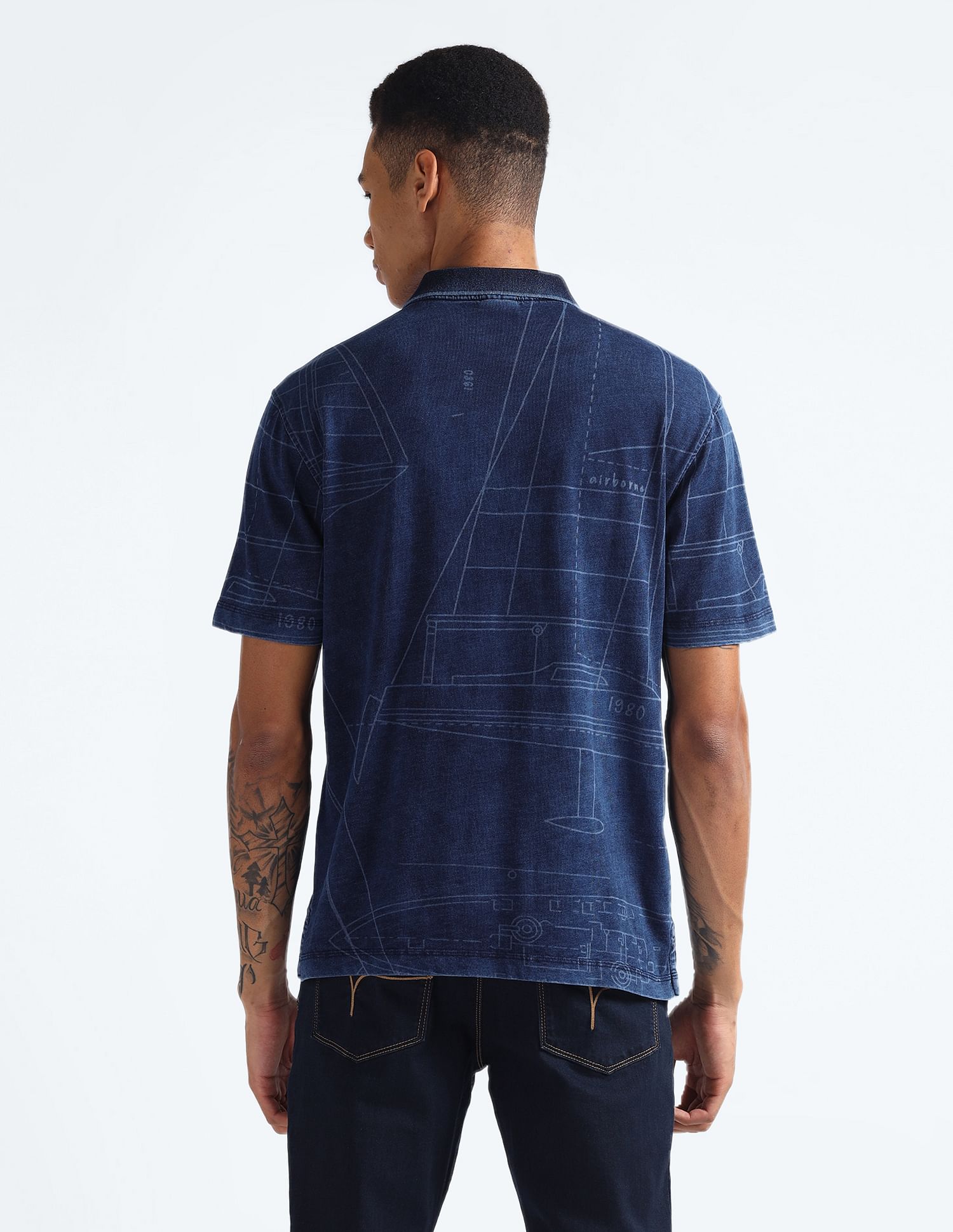 Flying Machine Graphic Print Relaxed Polo Shirt