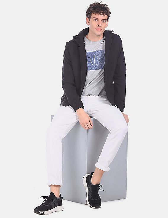 Flying Machine Brand Print Hooded Jacket