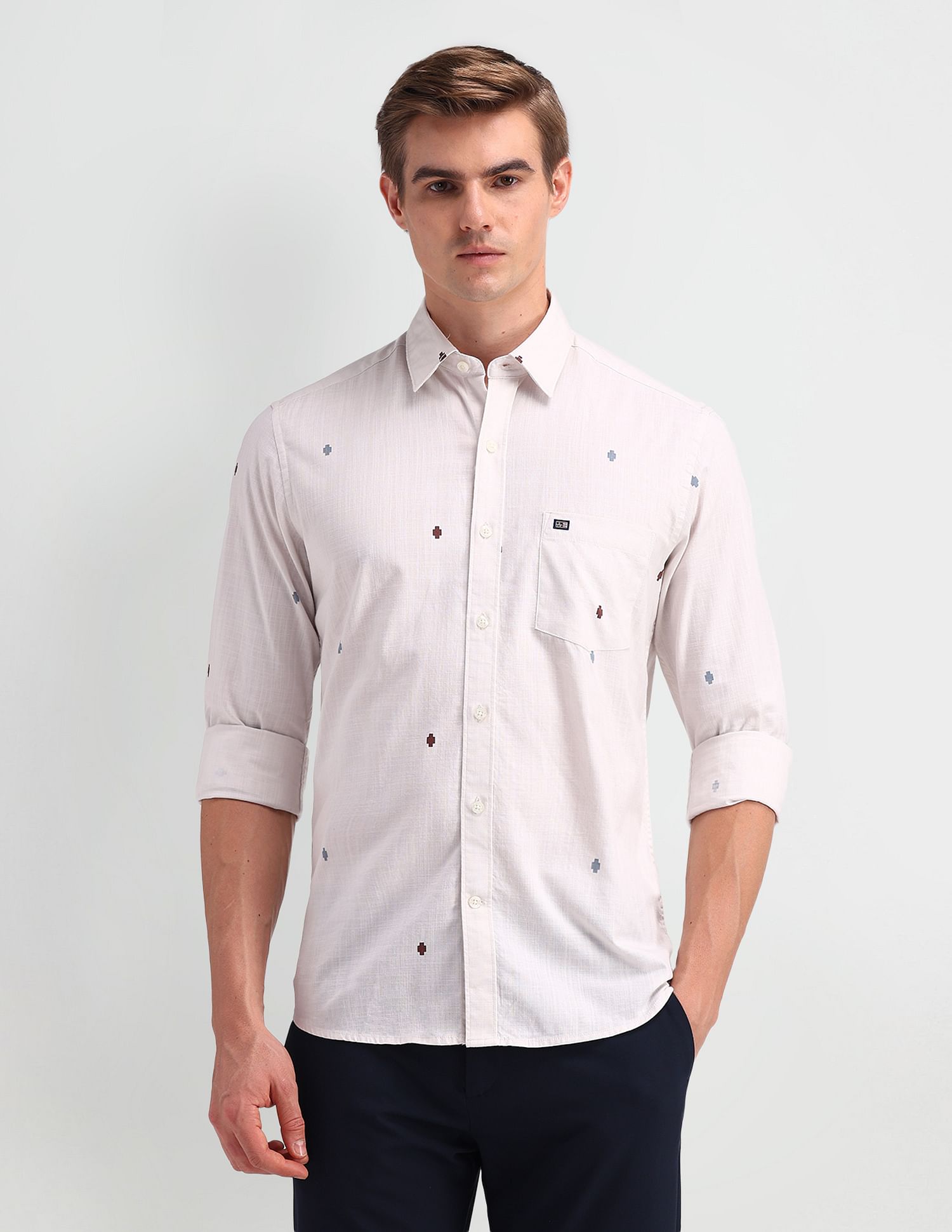 Arrow Sport Manhattan Slim Fit Geometric Print Shirt