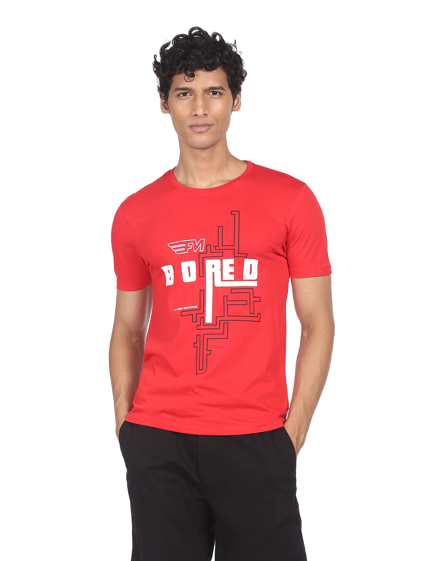 Flying Machine Pure Cotton Graphic Print T-Shirt
