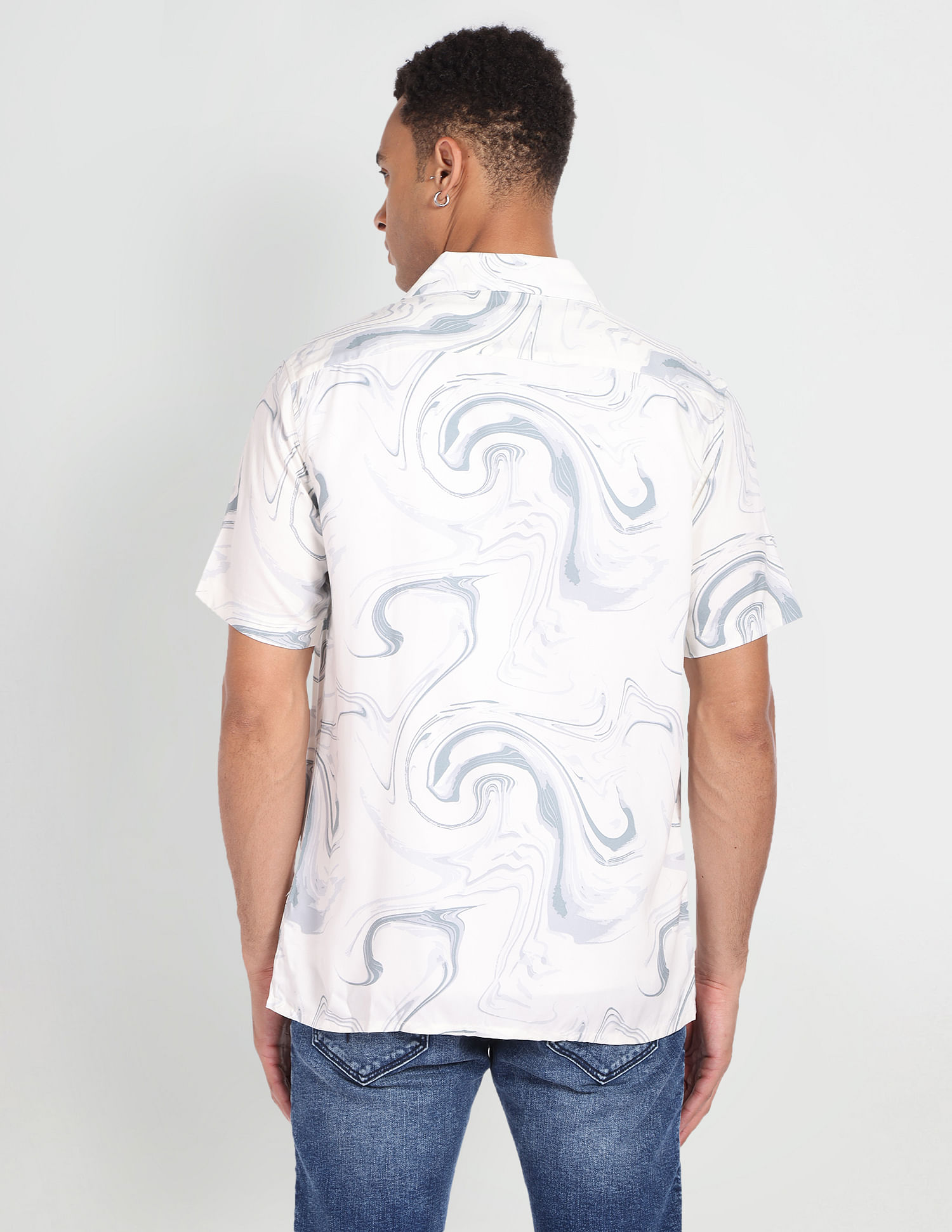 Flying Machine Short Sleeve Abstract Print Shirt