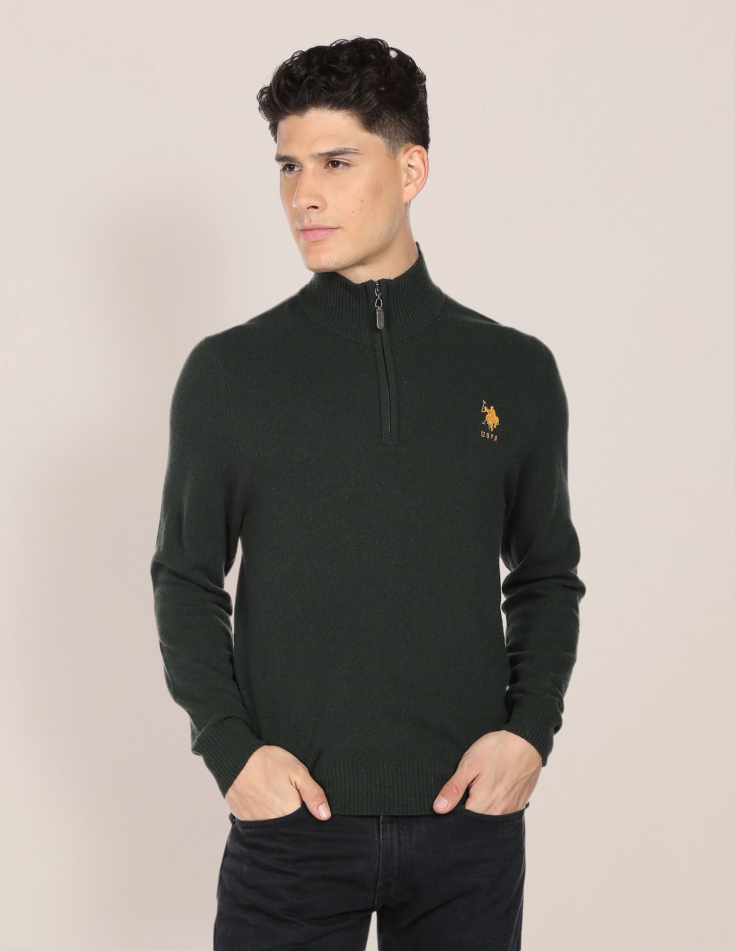 U.S. Polo Assn. High Neck Solid Sweater
