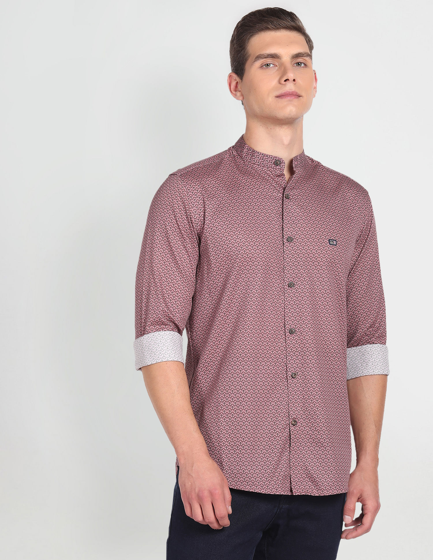 Arrow Sports Mandarin Collar Manhattan Slim Fit Shirt