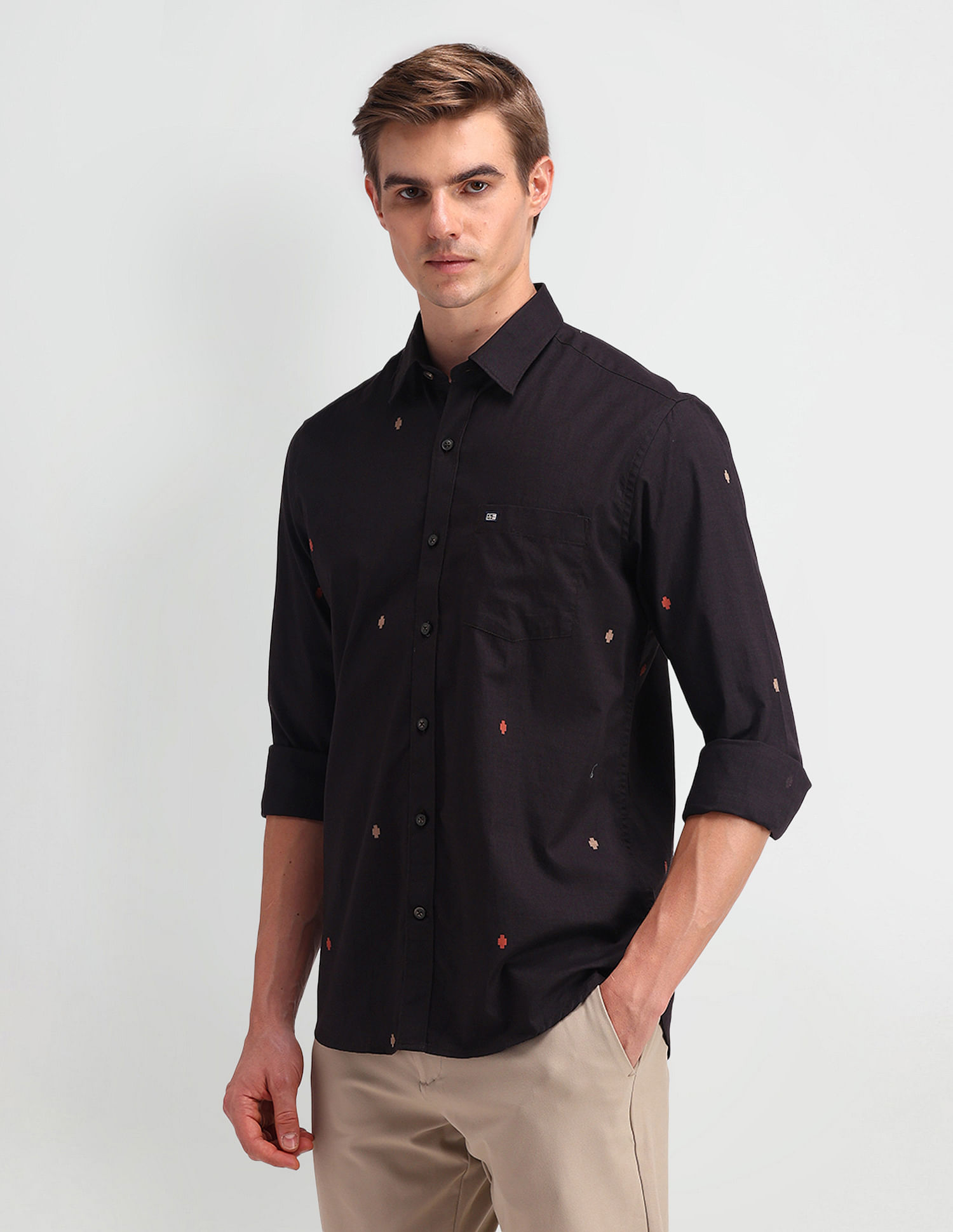 Arrow Sport Manhattan Slim Fit Geometric Print Shirt