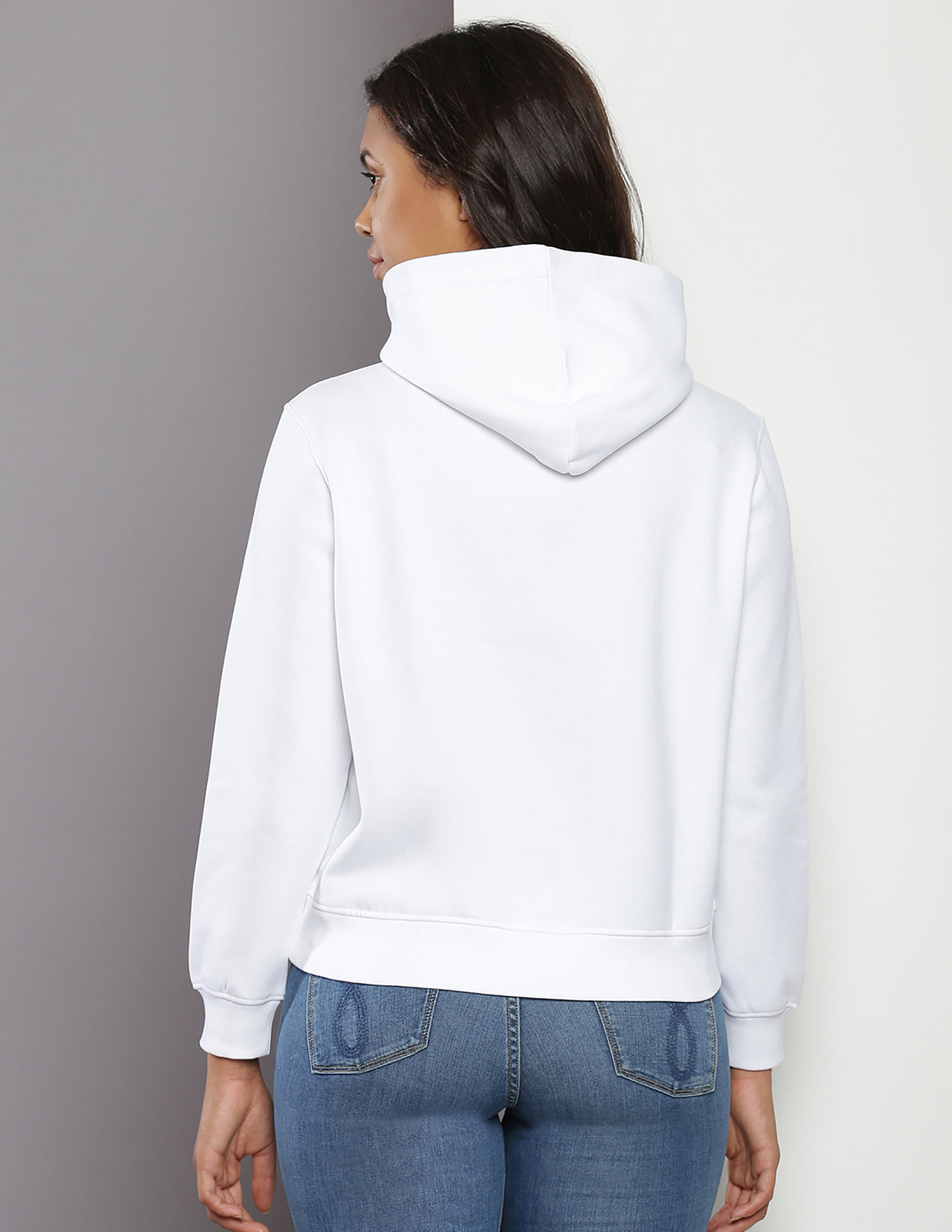 Buy Calvin Klein Women White Hooded Solid Sweatshirt - NNNOW.com